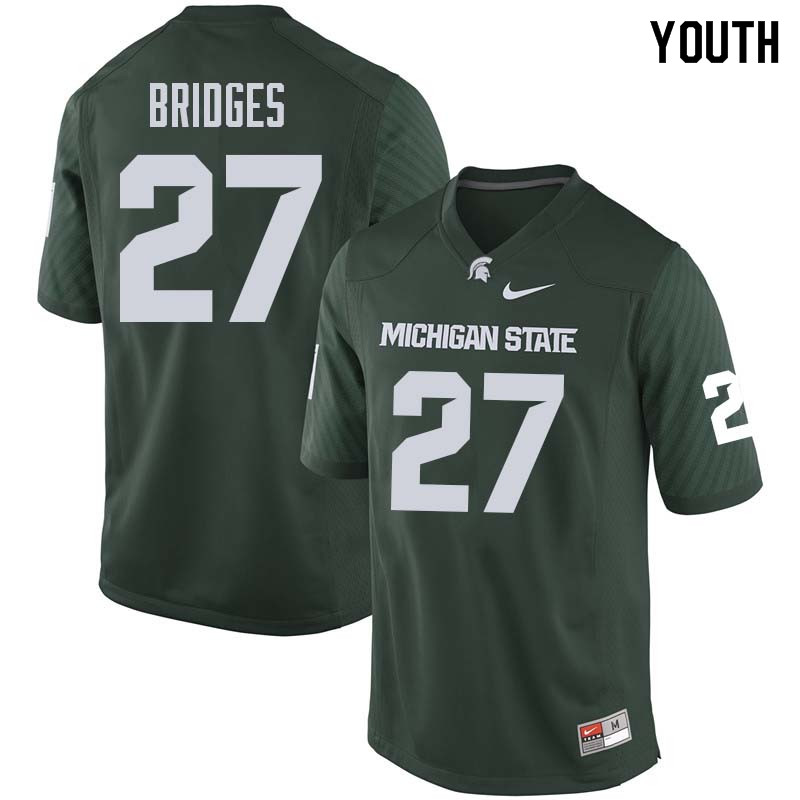 Youth #27 Weston Bridges Michigan State College Football Jerseys Sale-Green